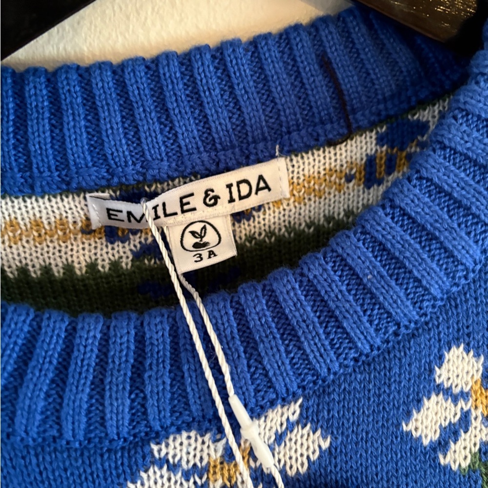 Emile et Ida Blue Floral Kids Sweater - Picture 5 of 7